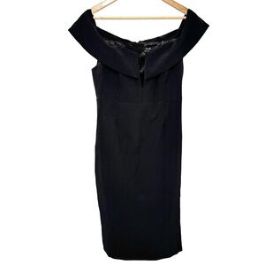 Bardot Off the Shoulder Midi Dress Size Medium 8 Black Cocktail Event Party